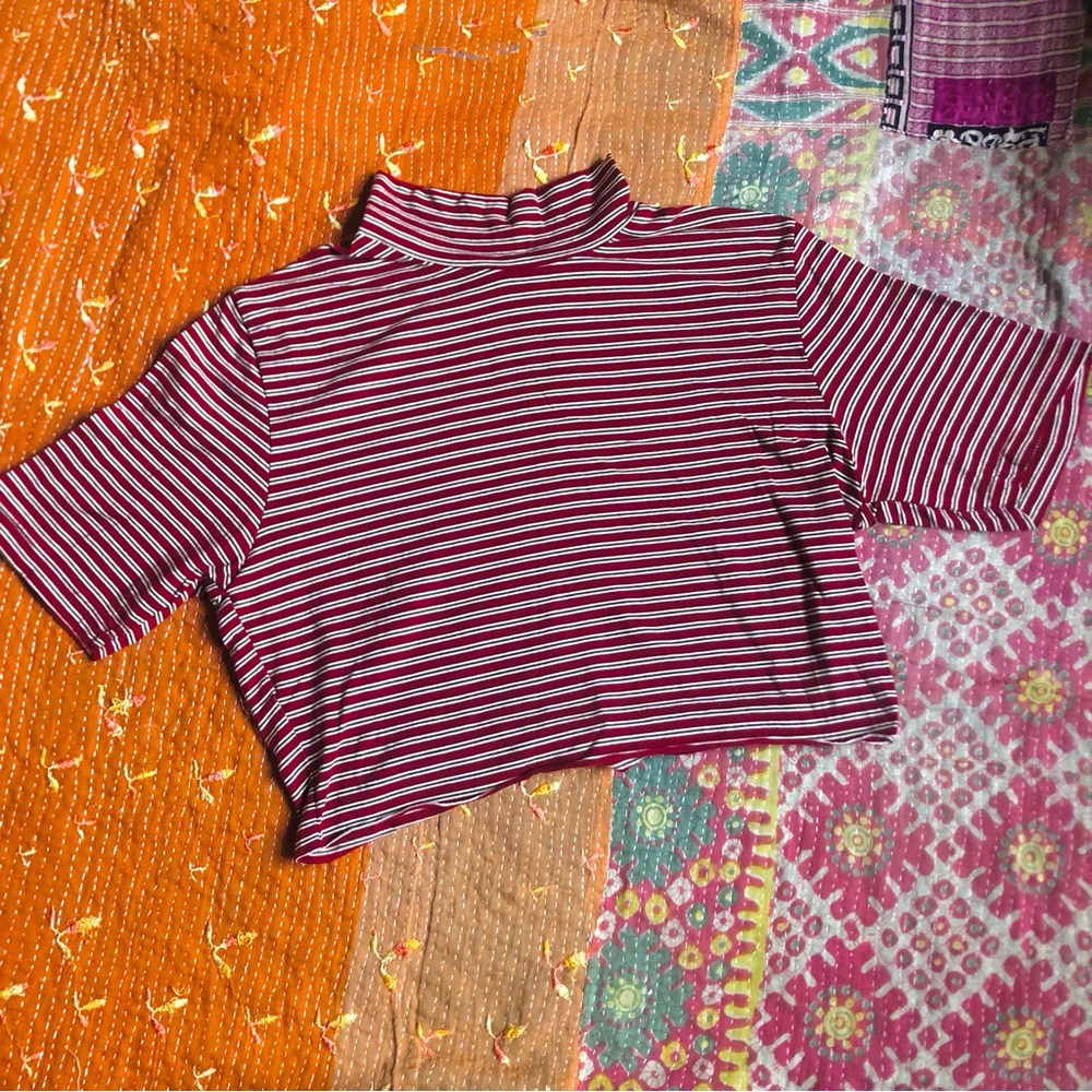 Cropped mock neck top